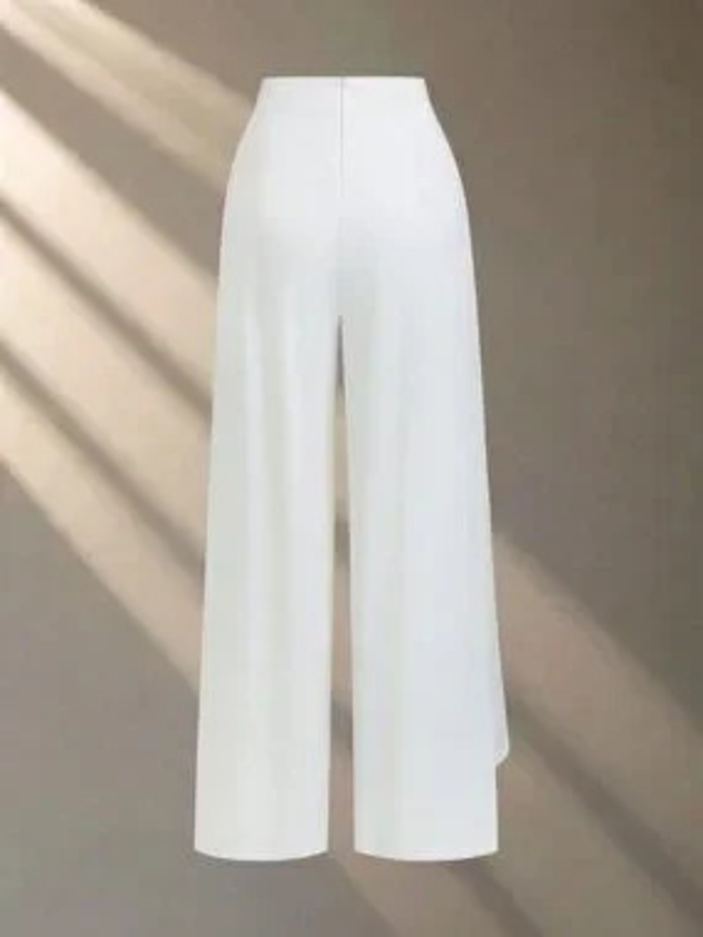 White Elegant Women's Chiffon Asymmetrical Party Trousers